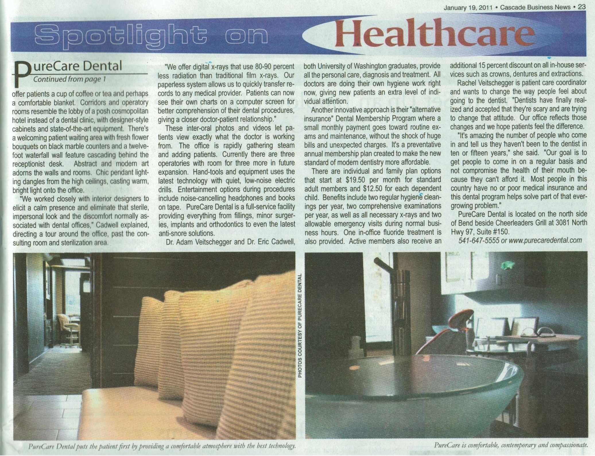 Cascade Business News PureCare Dental Cascade Business News PureCare Dental